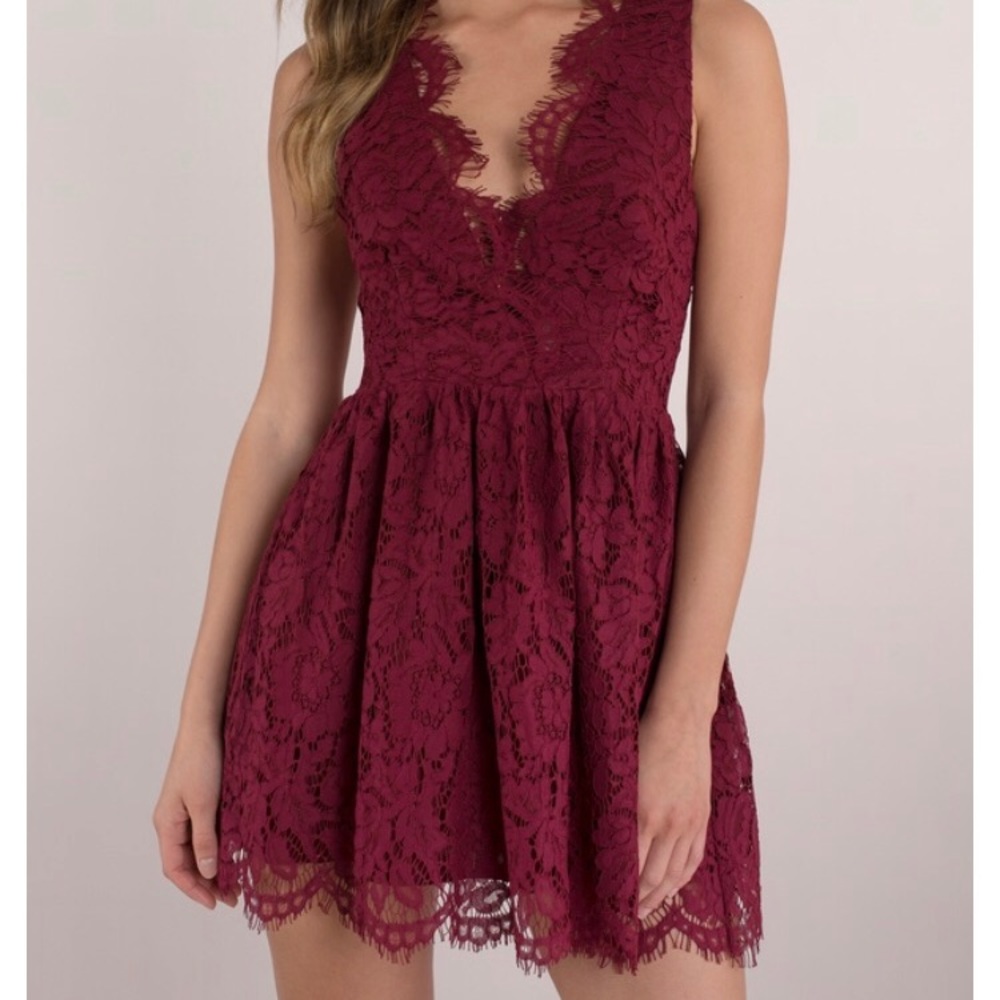 Burgundy lace dress